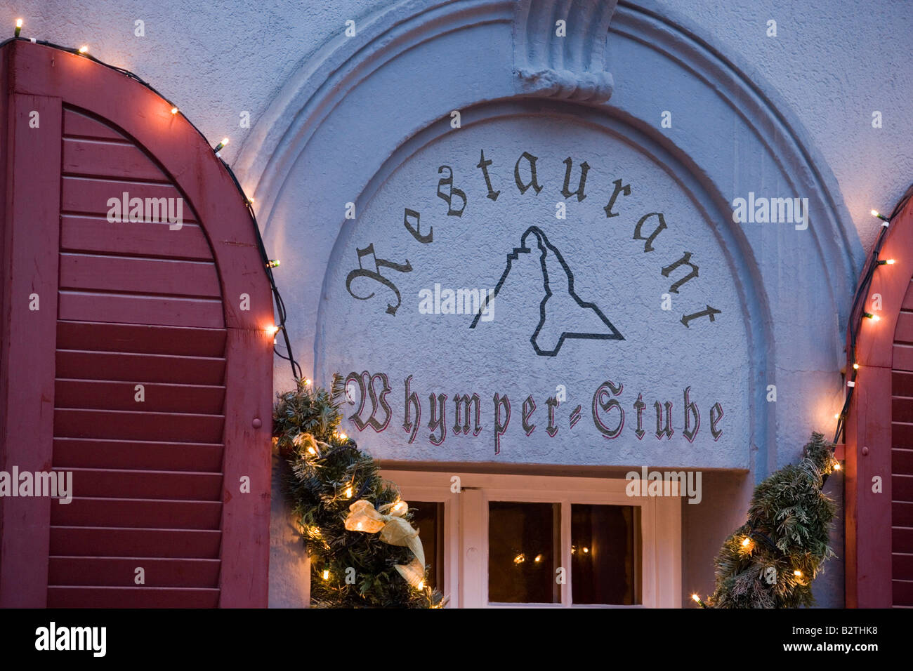 Label of the restaurant "Whymper Stube", Bahnhofstrasse, Zermatt