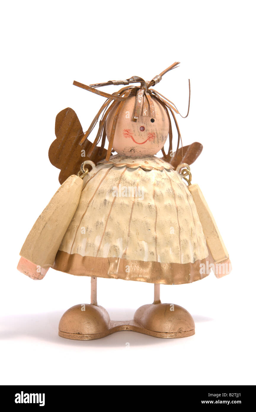 Metal christmas doll, antique, angel, decoration with a dirty face