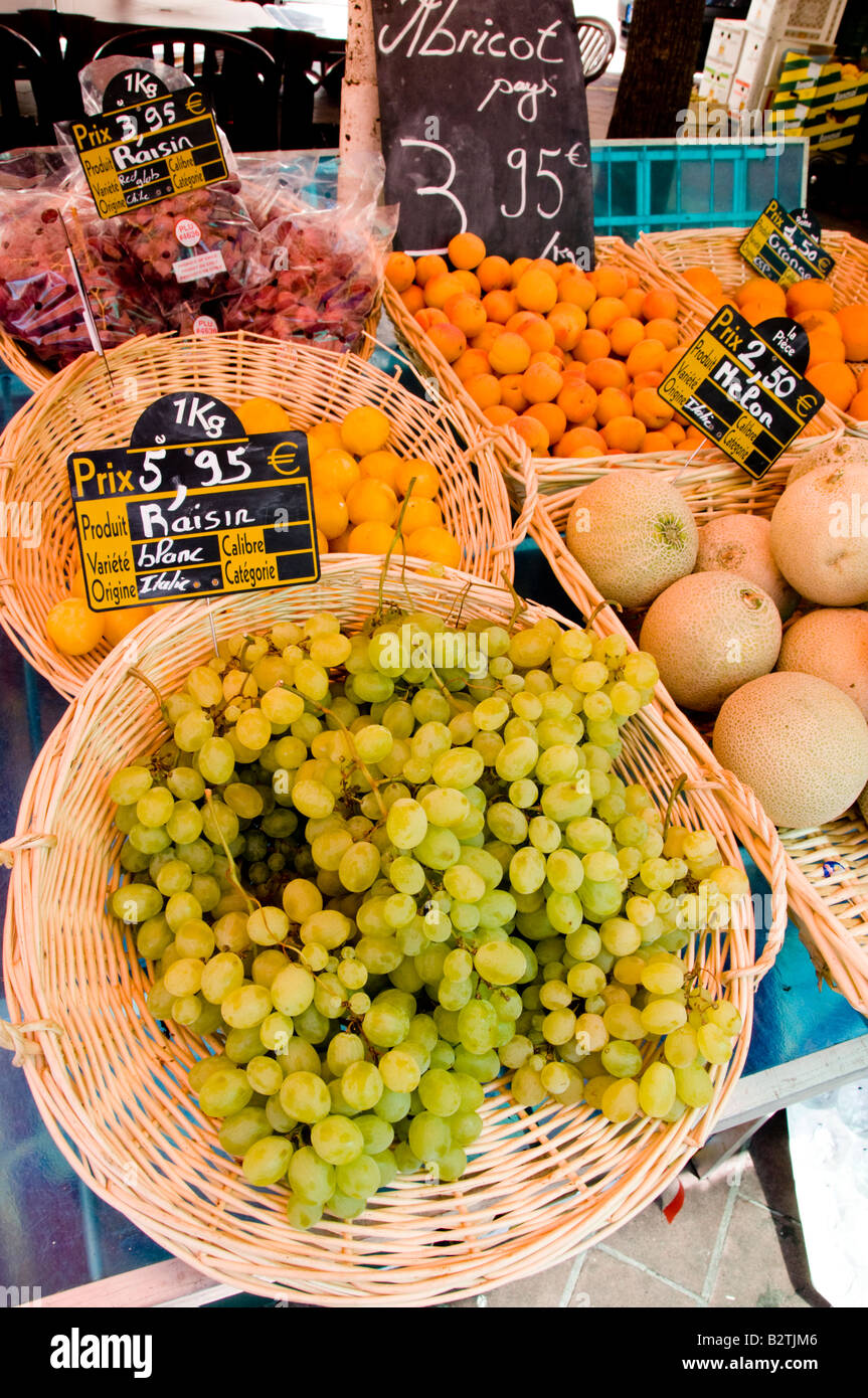 Fruit stall, Cours Saleya Market, Old Town of Nice, South France Stock Photo