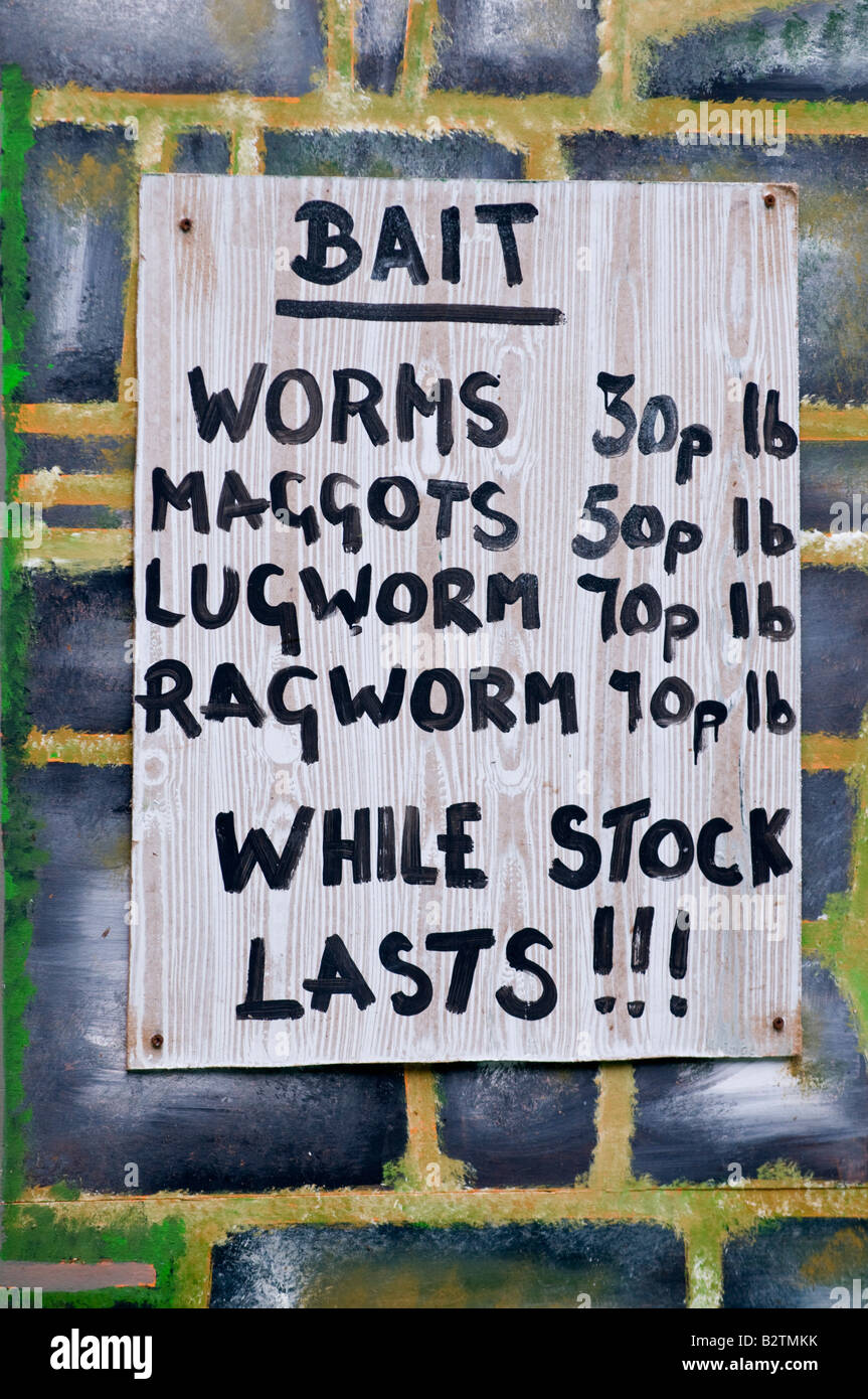 Price List for Fishing Bait Stock Photo