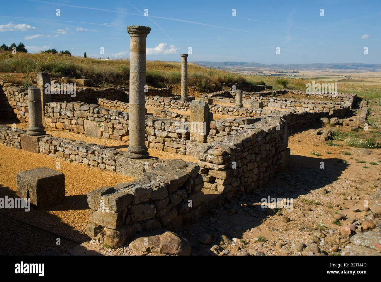 Columned house Ruins of NUMANTIA near Garray SORIA PROVINCE Castile and Leon region SPAIN Stock Photo