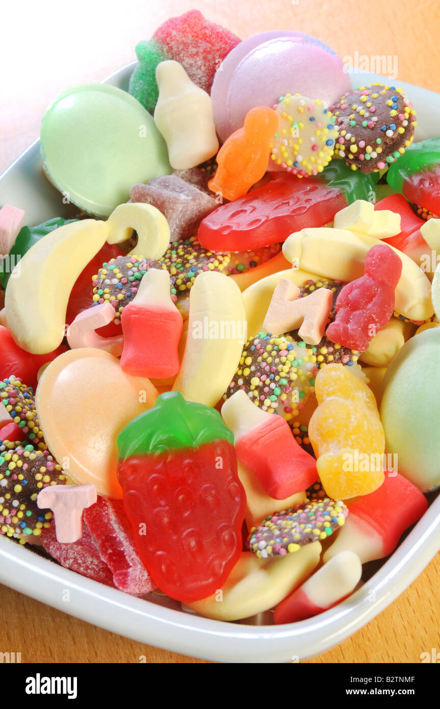 a dish of childrens sweets Stock Photo