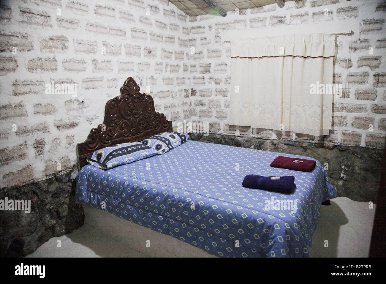 A bedroom in the newest 'salt hotel' near Uyuni in Bolivia, where everything is made of salt. Stock Photo