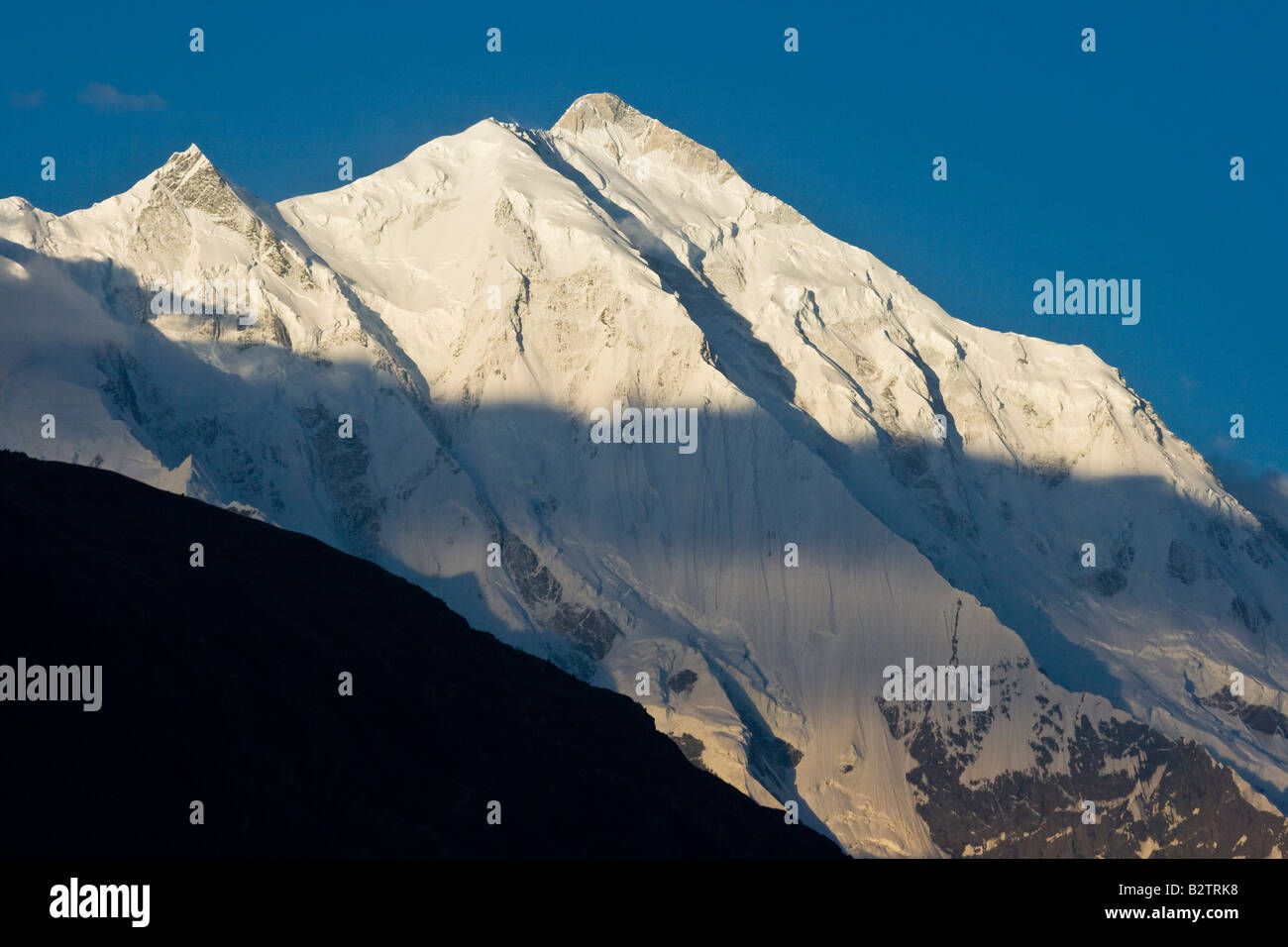 Mount Rakaposhi Across the Hunza Valley from Karimabad in Northern Pakistan Stock Photo