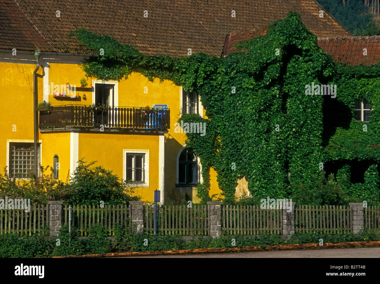 Home along Danube River Wesenufer Upper Austria State Austria Europe Stock Photo