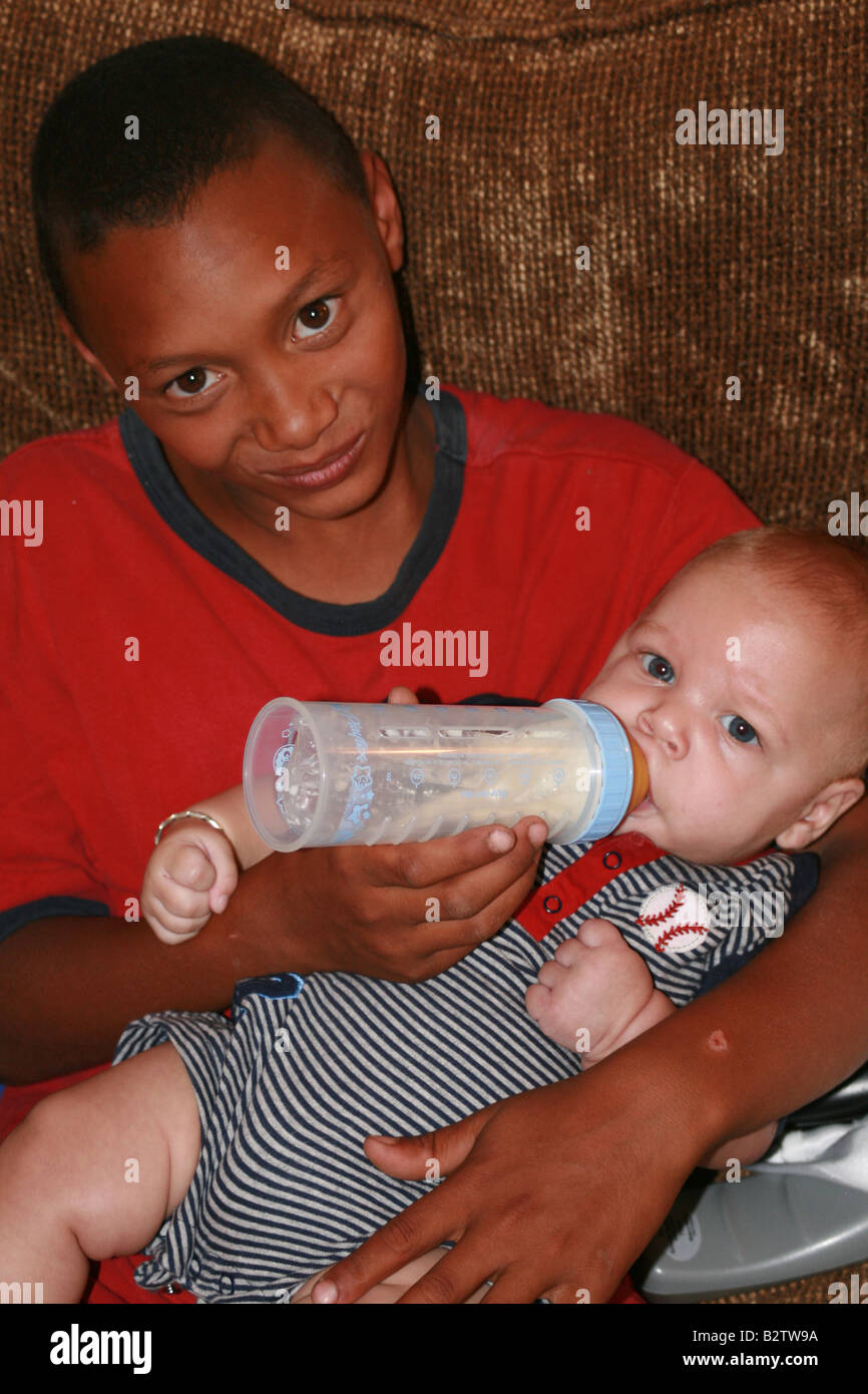 Mixed Race Brothers Stock Photo