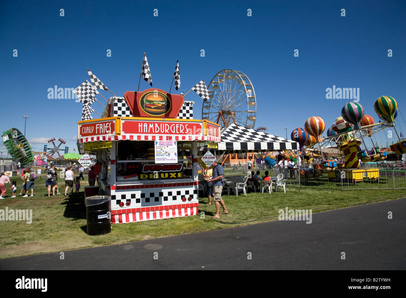 A view of the midway and carnival at the Deschutes County Fair in Redmond Oregon Stock Photo