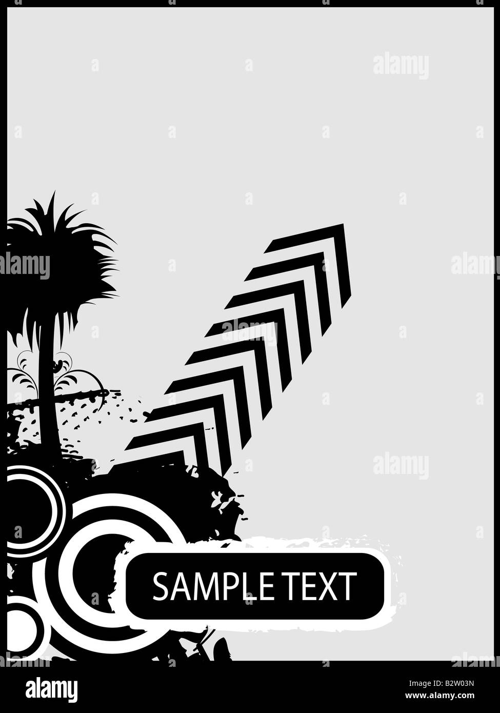 text-box with grungy circles and floral Stock Photo - Alamy