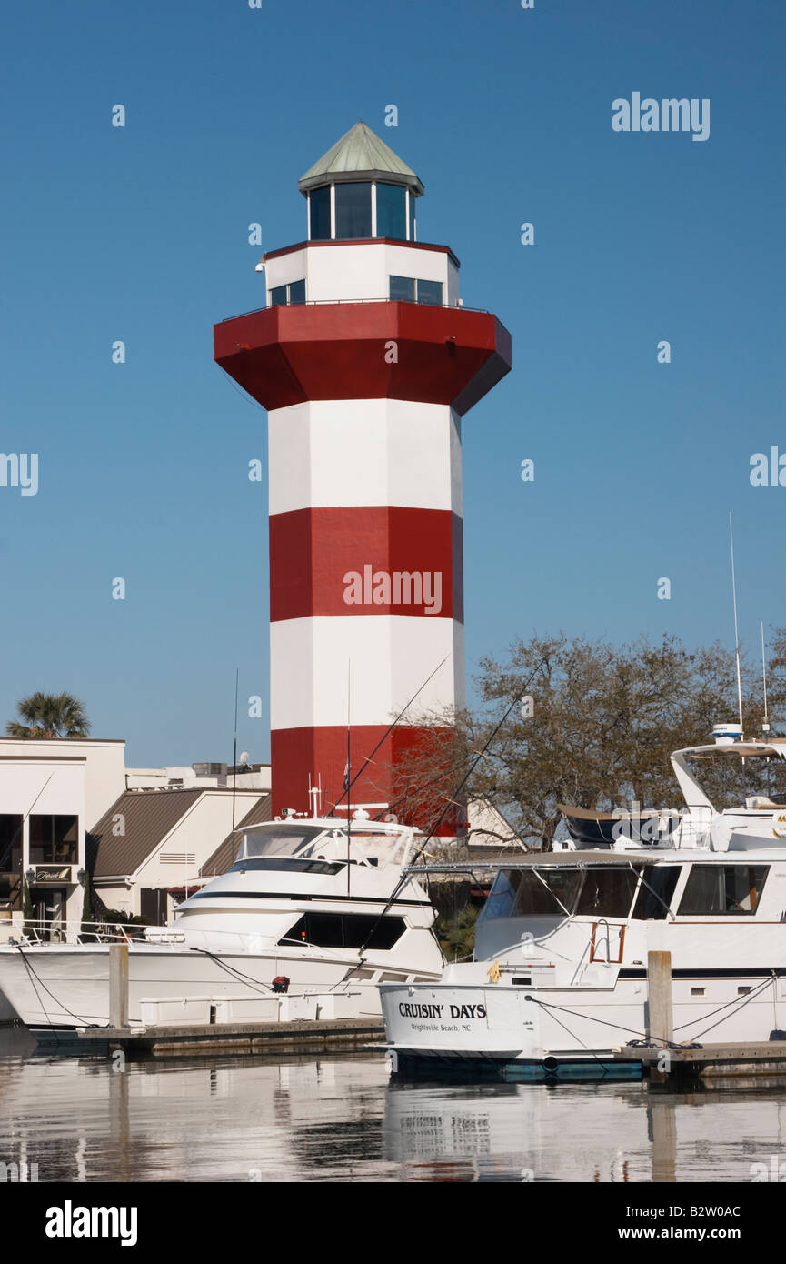 The Lighthouse and boats at the Sea Pines Plantation Harbor Hilton Head