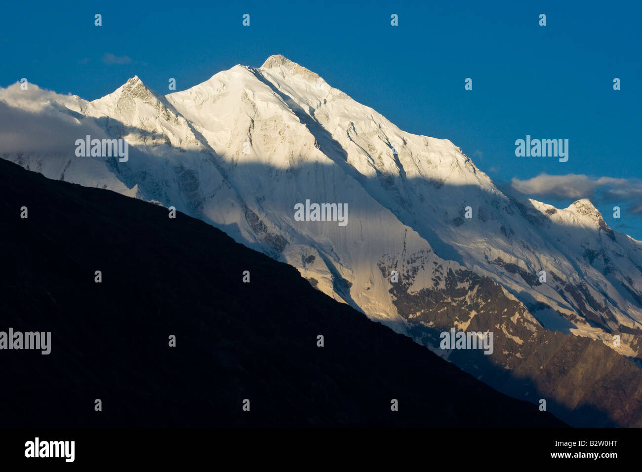 Mount Rakaposhi Across the Hunza Valley from Karimabad in Northern Pakistan Stock Photo
