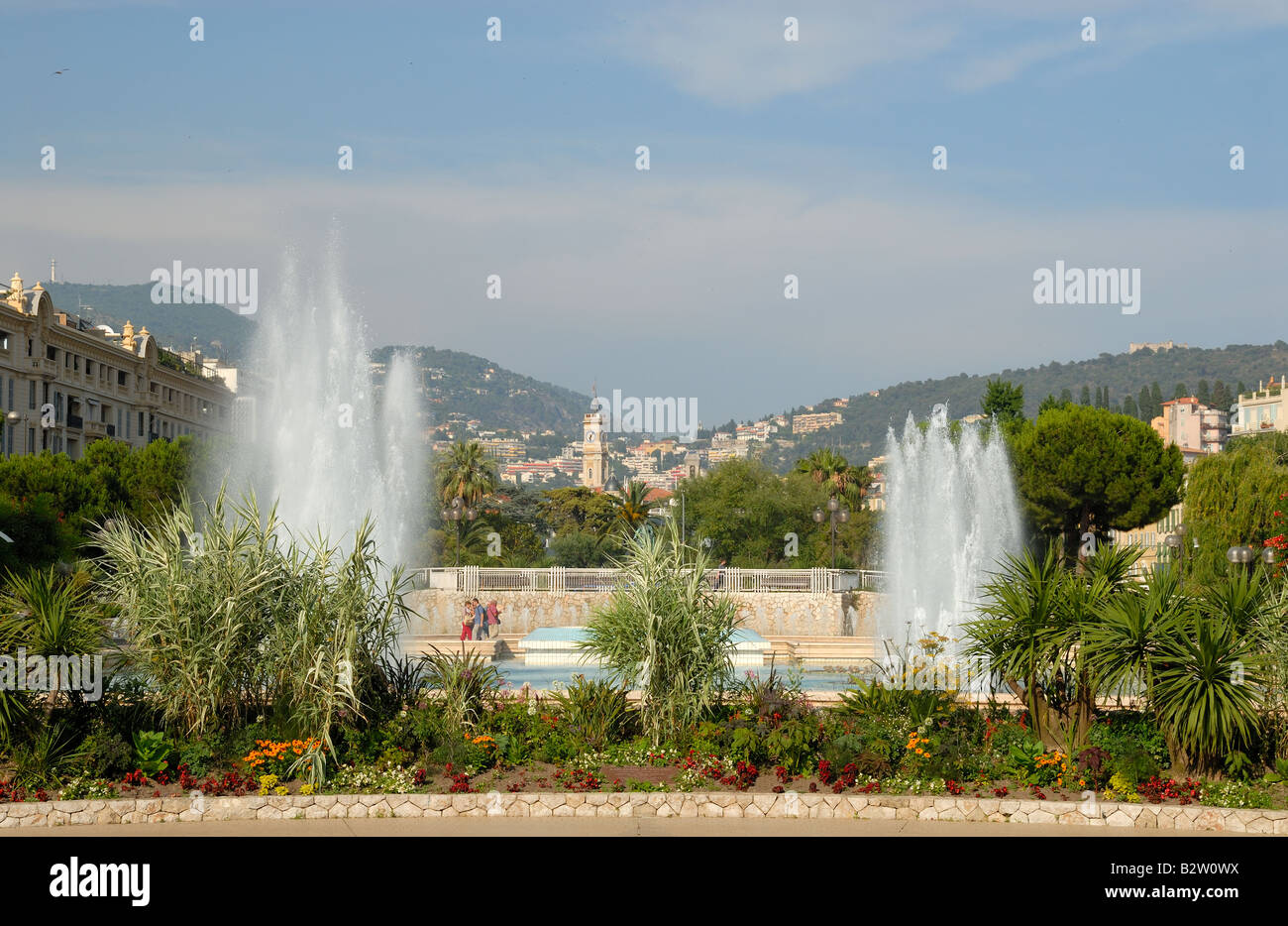 Fountains at Massena Square in Nice, France Stock Photo