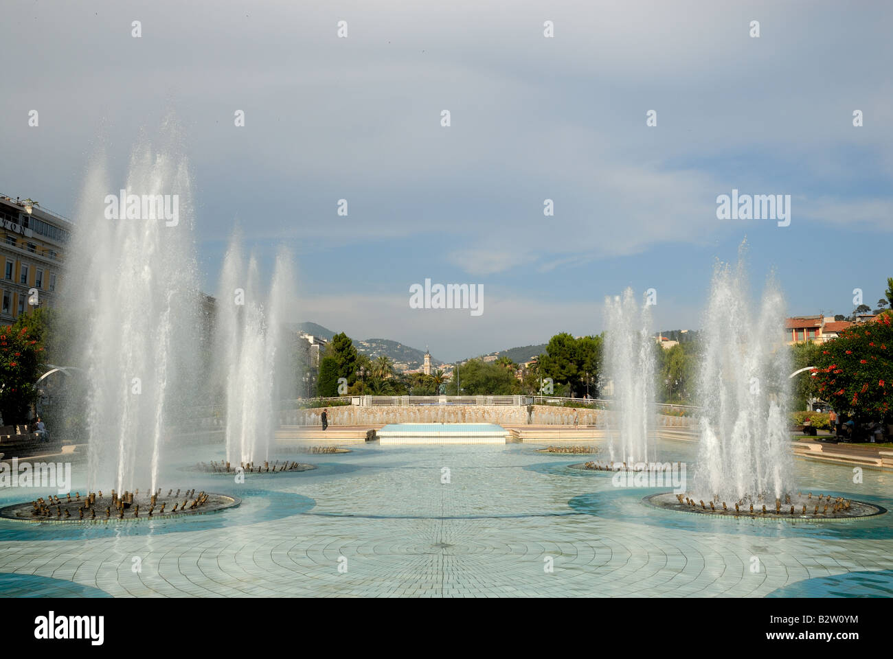 Fountains at Massena Square in Nice, France Stock Photo