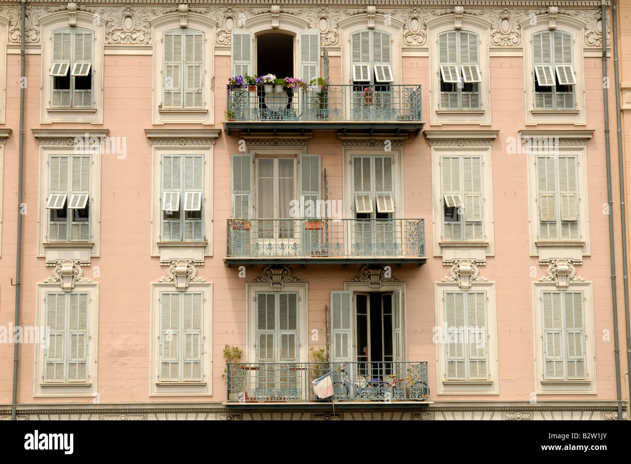 Building facade in the old Nice in the french riviera France Stock Photo