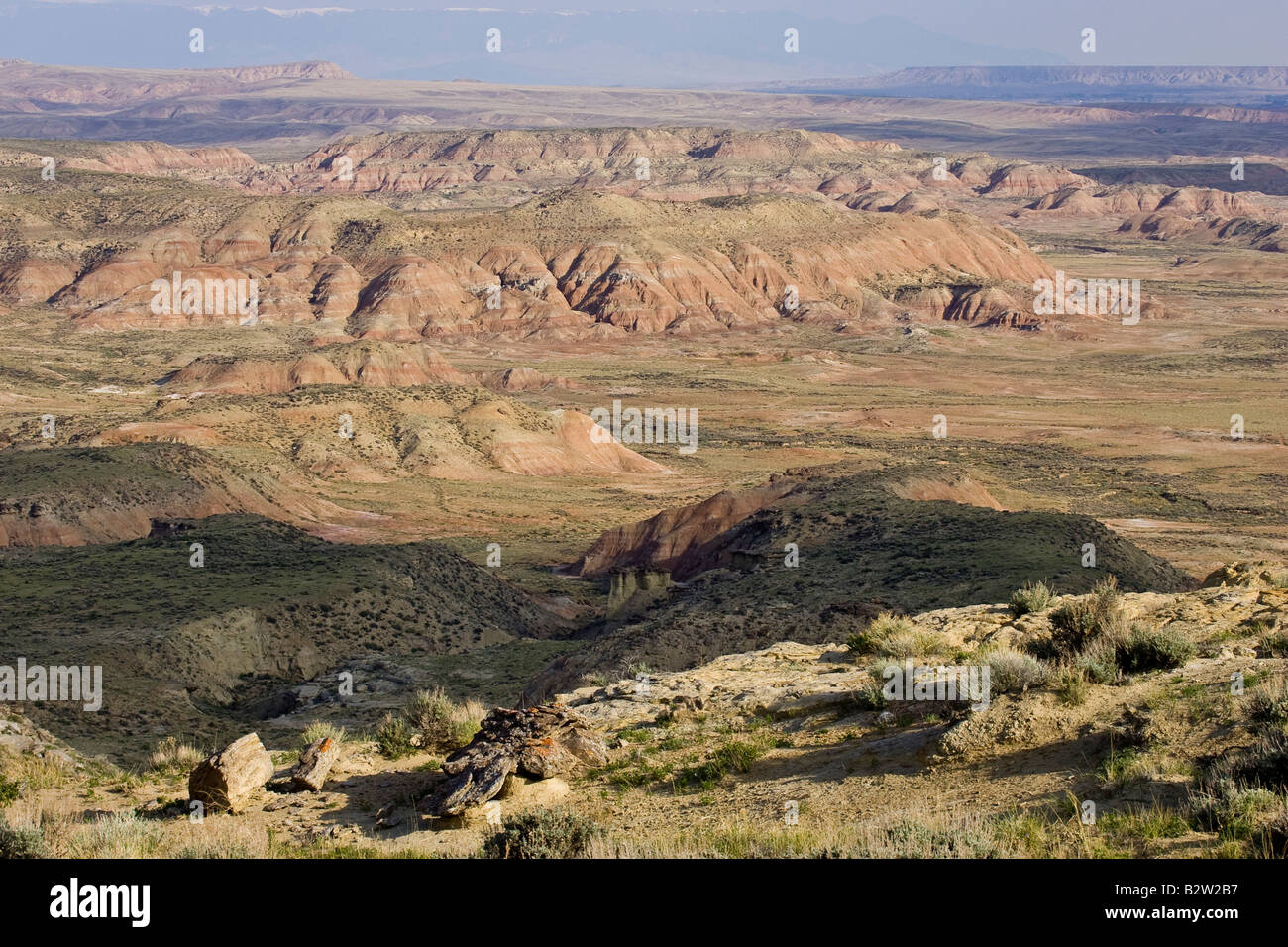 Badland topography in the McCullough Peaks WSA of the Bighorn Basin in Wyoming Stock Photo