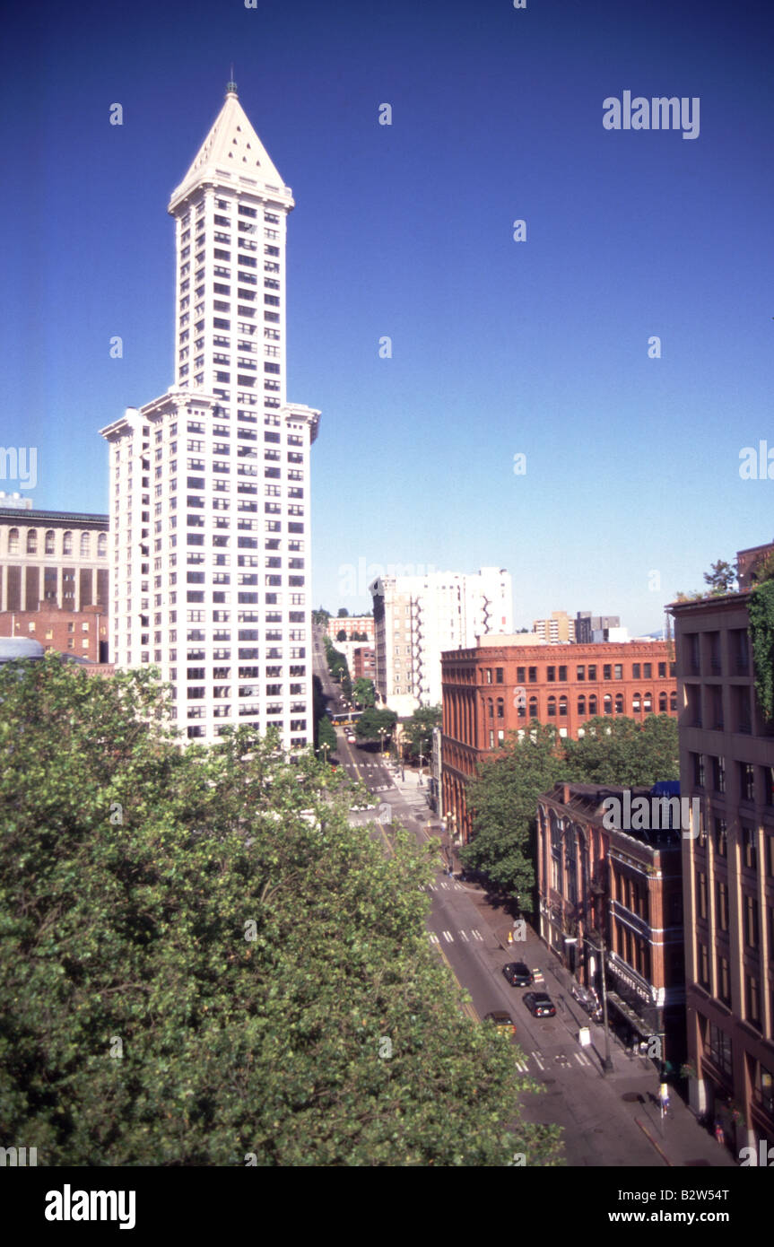 Smith Tower Pioneer Square Seattle Washington oldest skyscraper in the City Stock Photo