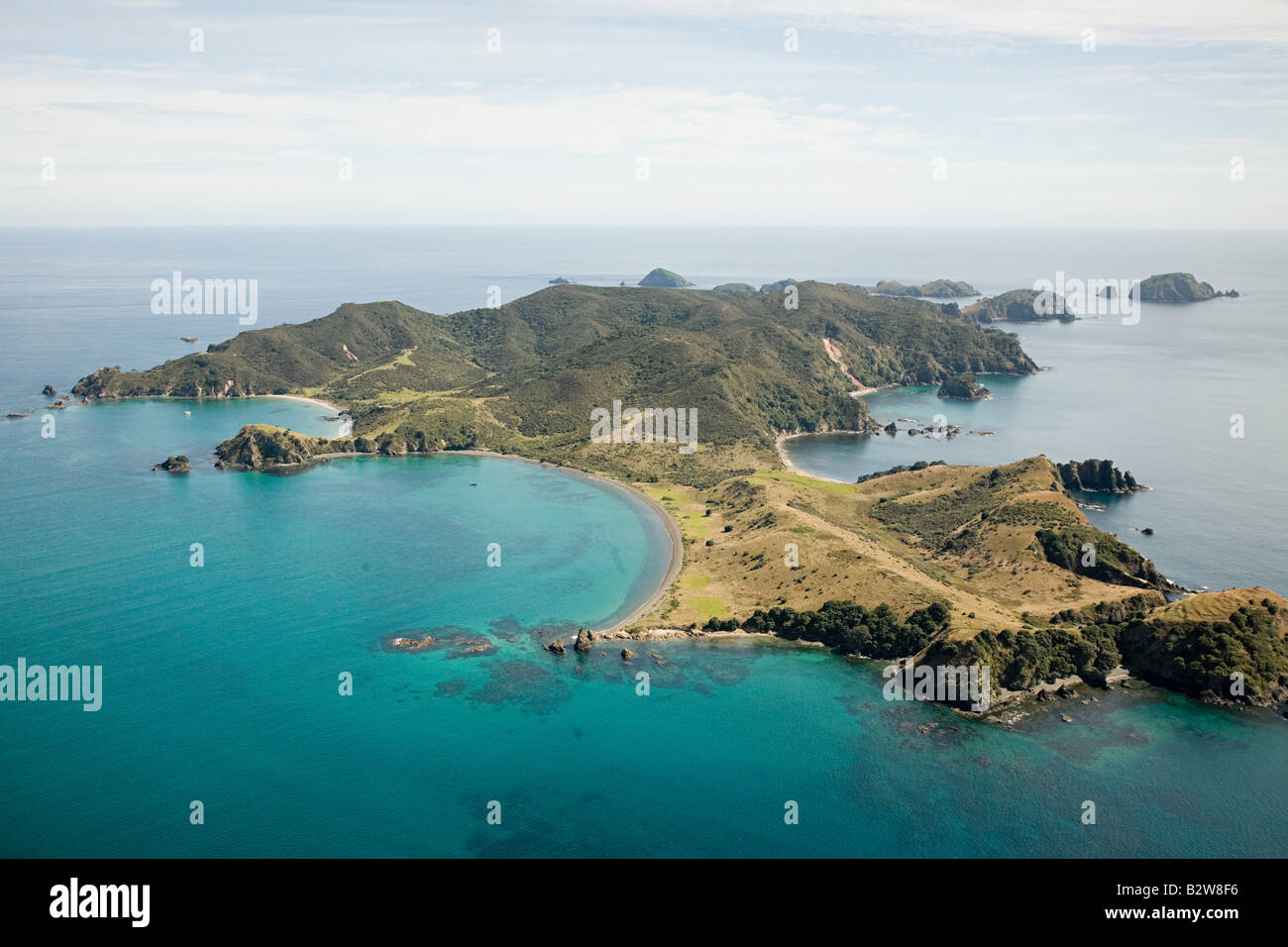 Aerial view of bay of islands Stock Photo