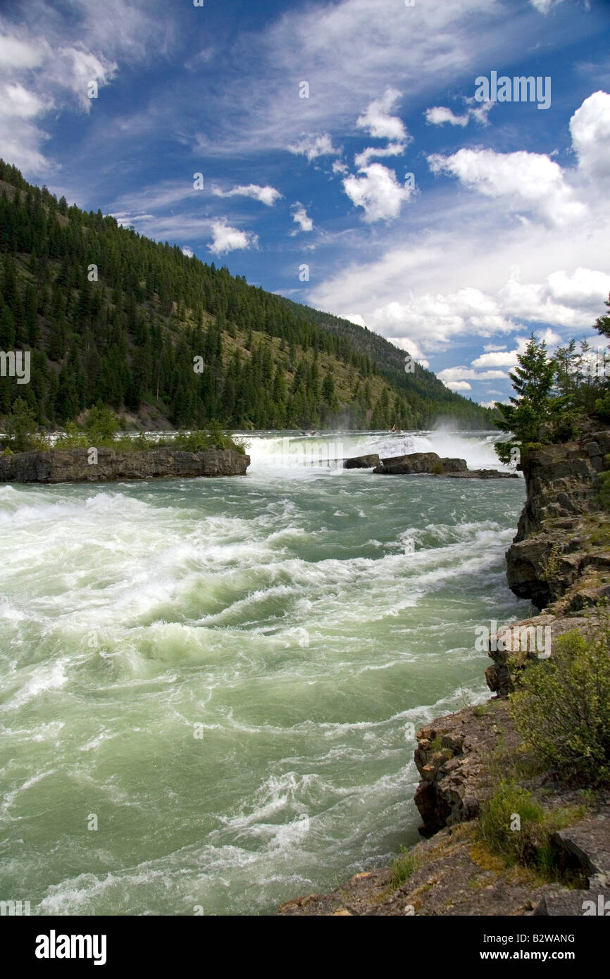 The Kootenai River flowing over the Kootenai Falls near Libby Montana ...