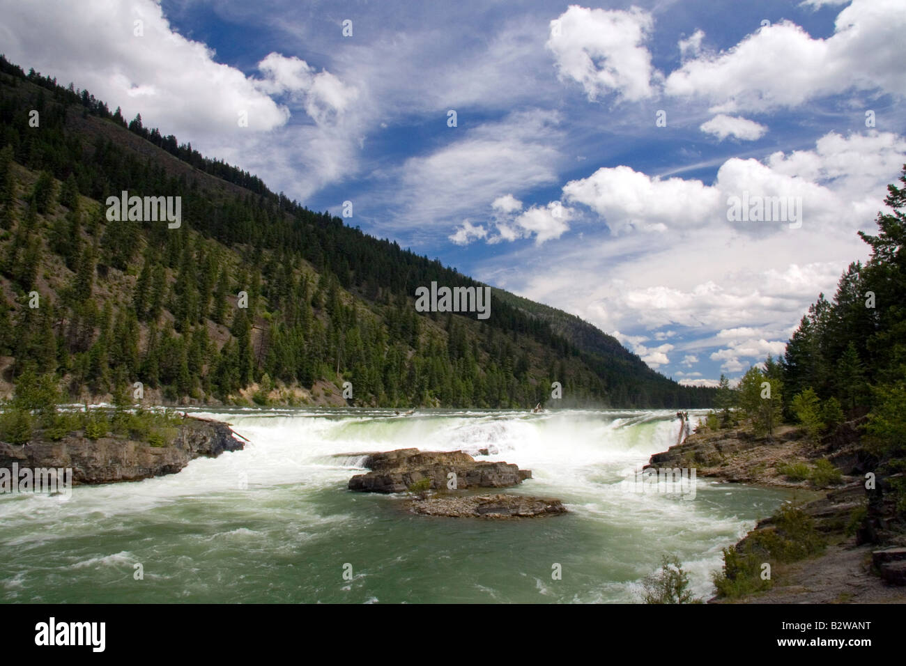 The Kootenai River flowing over the Kootenai Falls near Libby Montana
