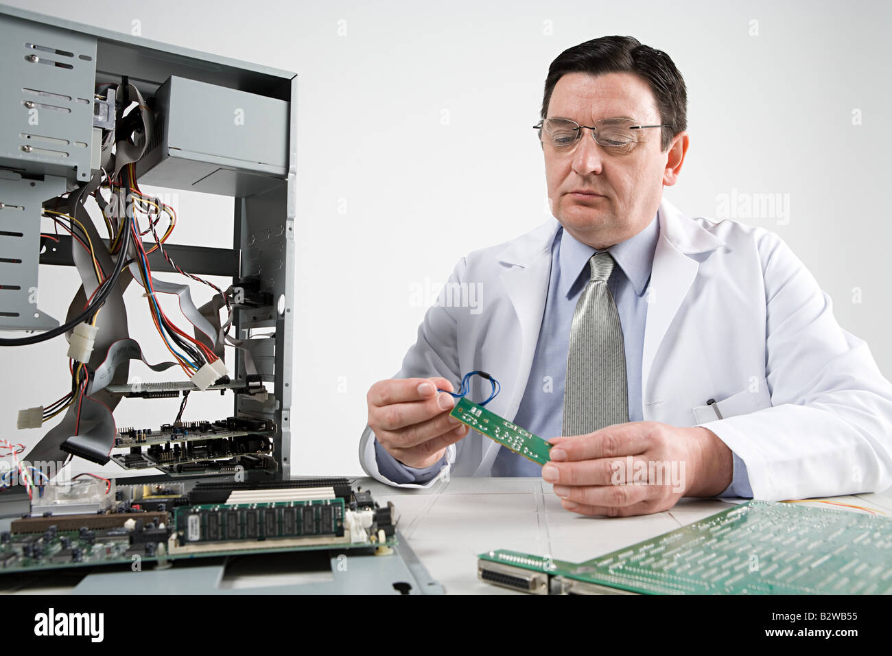 Scientist with computer Stock Photo