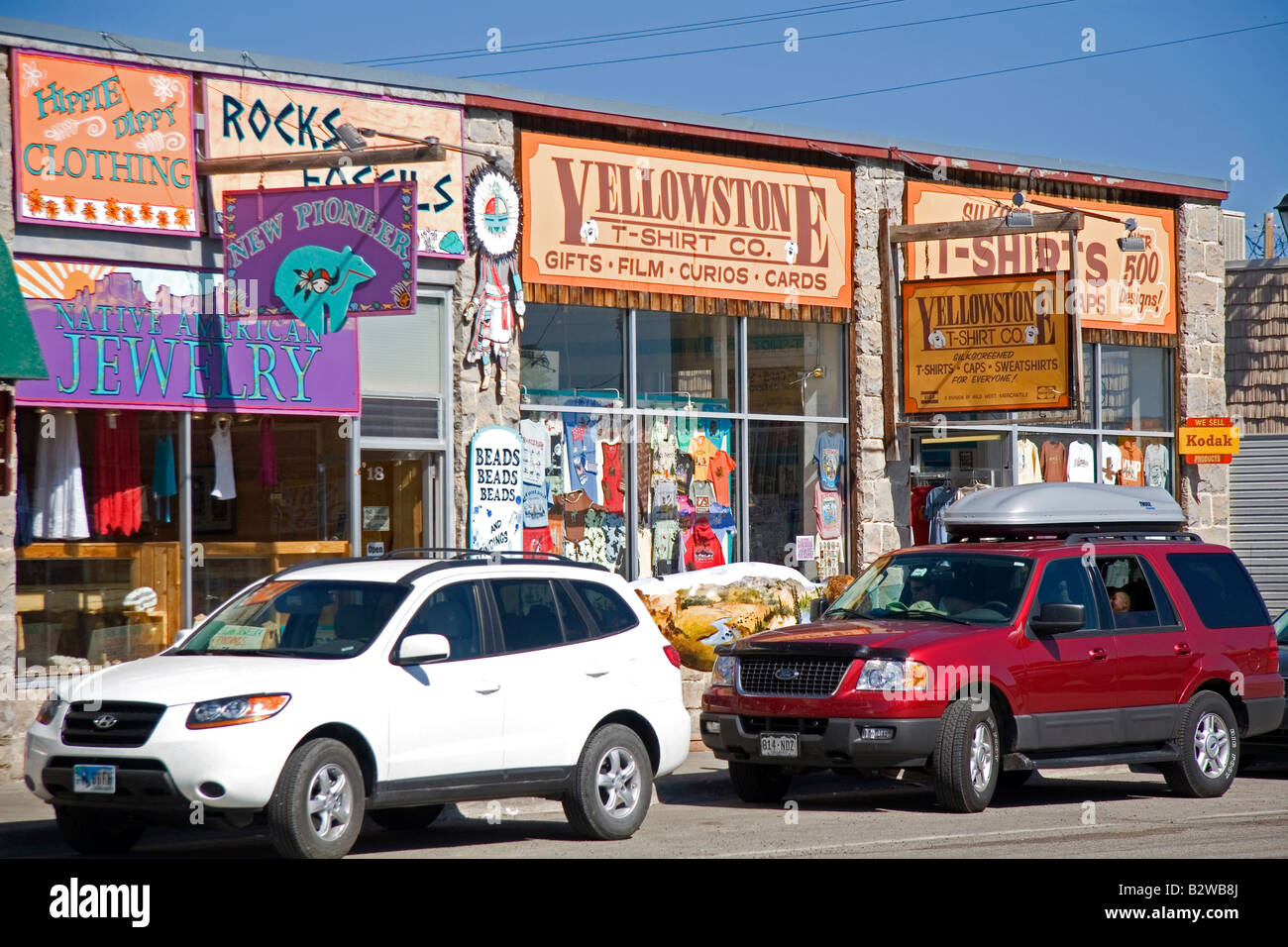 Souvenir shops line the streets of West Yellowstone Montana Stock Photo Alamy