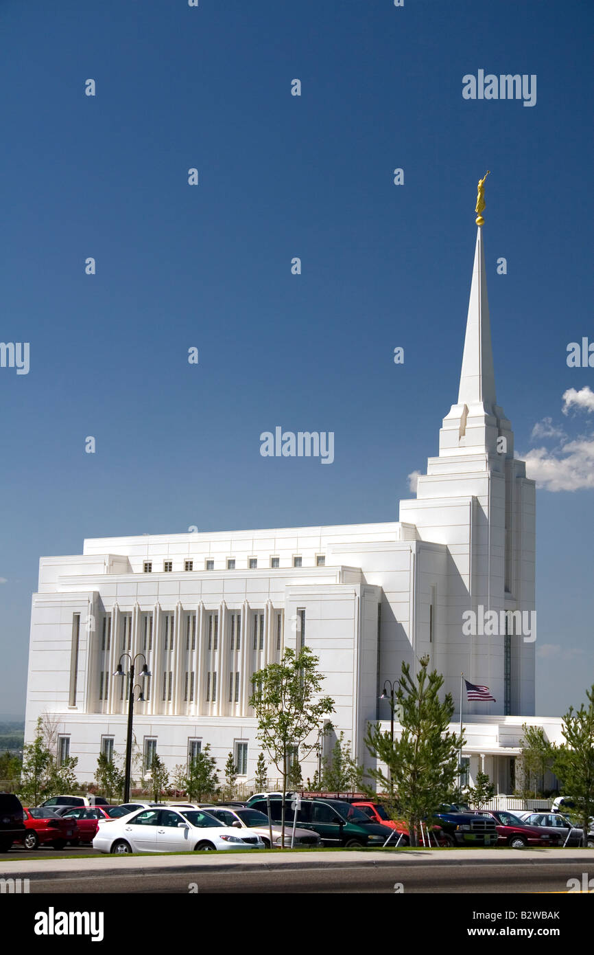The Mormon Temple at Rexburg Idaho Stock Photo
