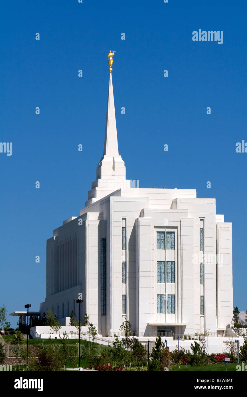 The Mormon Temple in Rexburg Idaho Stock Photo