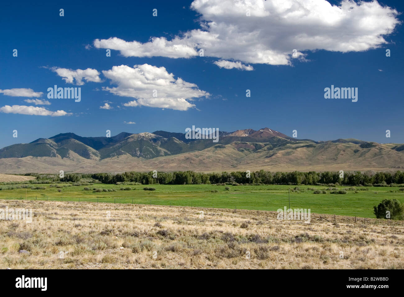Lost River Valley and the Boulder White Cloud Mountains in central Idaho Stock Photo