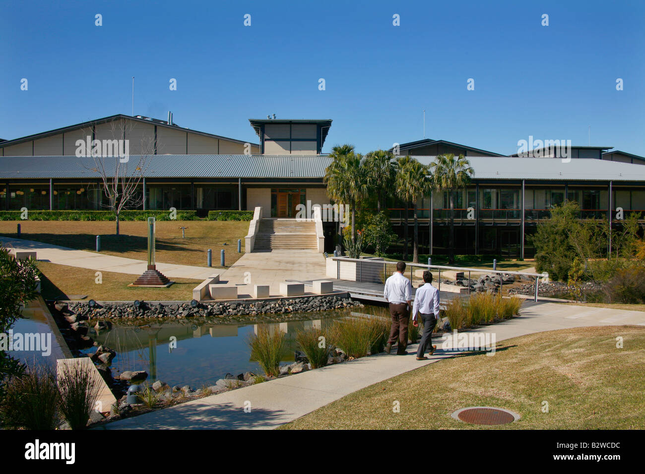 Environmental landscape creation at a Modern Industrial estate at Resmed Headquarters in Sydney Australia Stock Photo