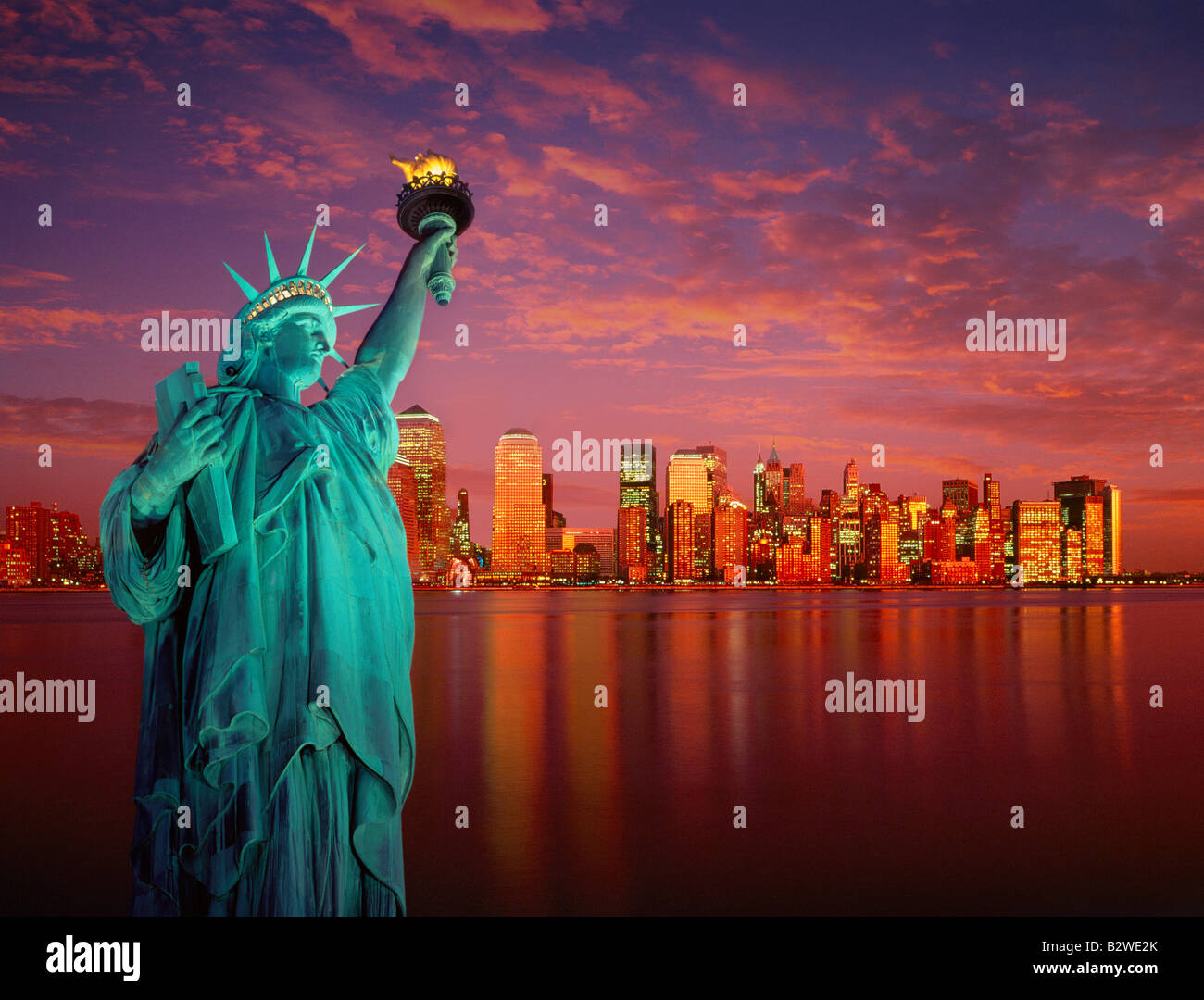 Statue of Liberty and Manhattan skyline New York USA Stock Photo Alamy