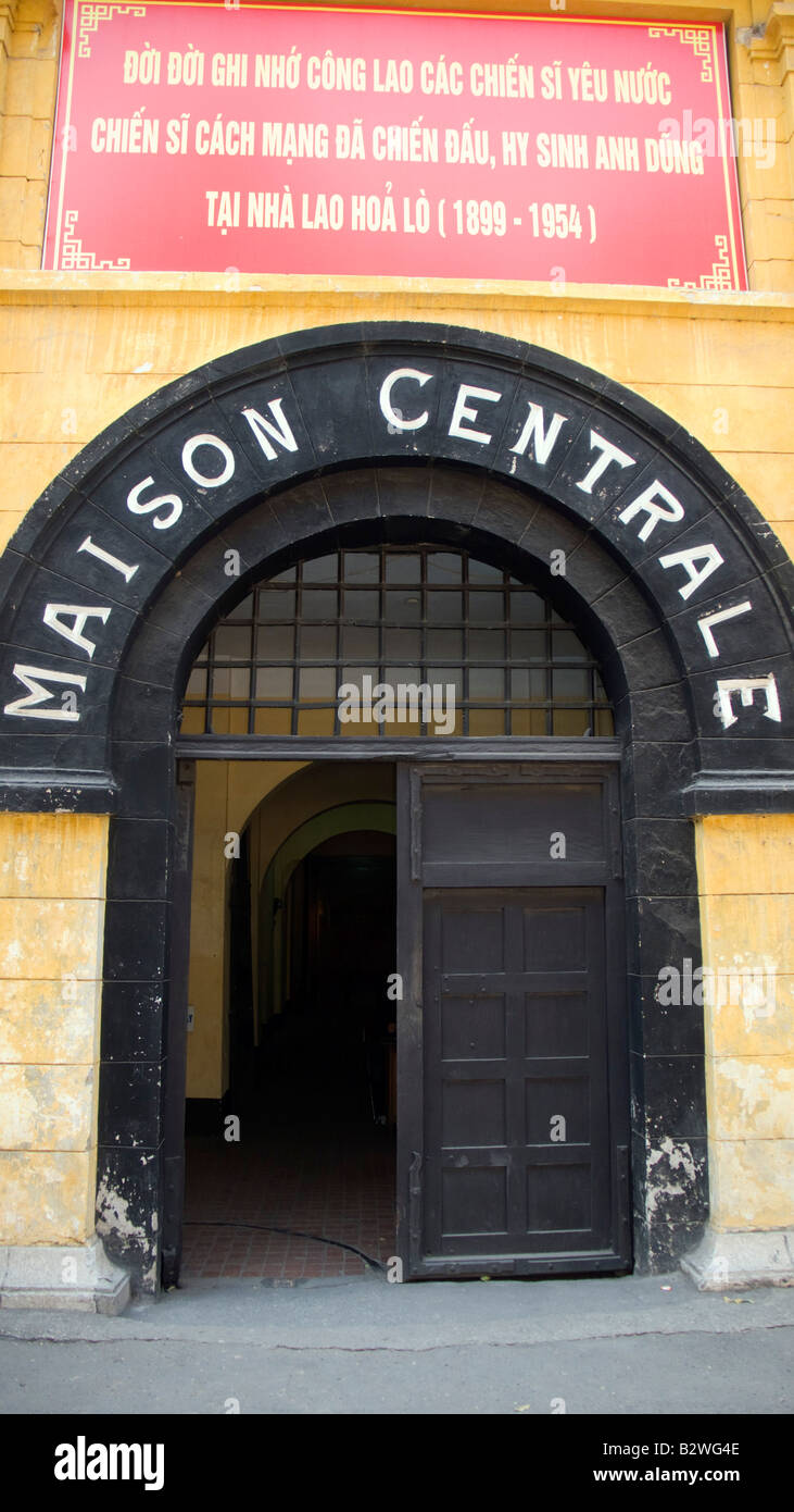 Entrance Hoa Lo Prison museum once known as the Hanoi Hilton Hanoi Vietnam Stock Photo