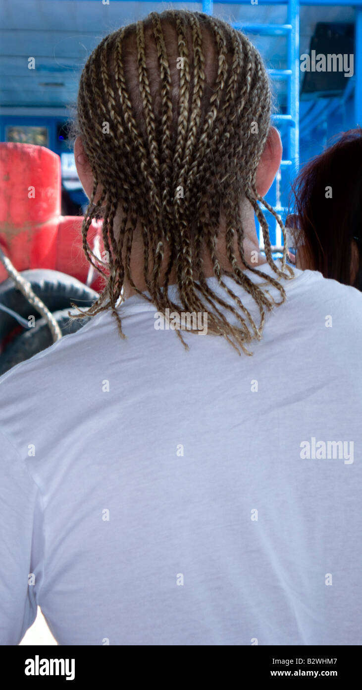 Man with woven hair Nha Trang Vietnam Stock Photo
