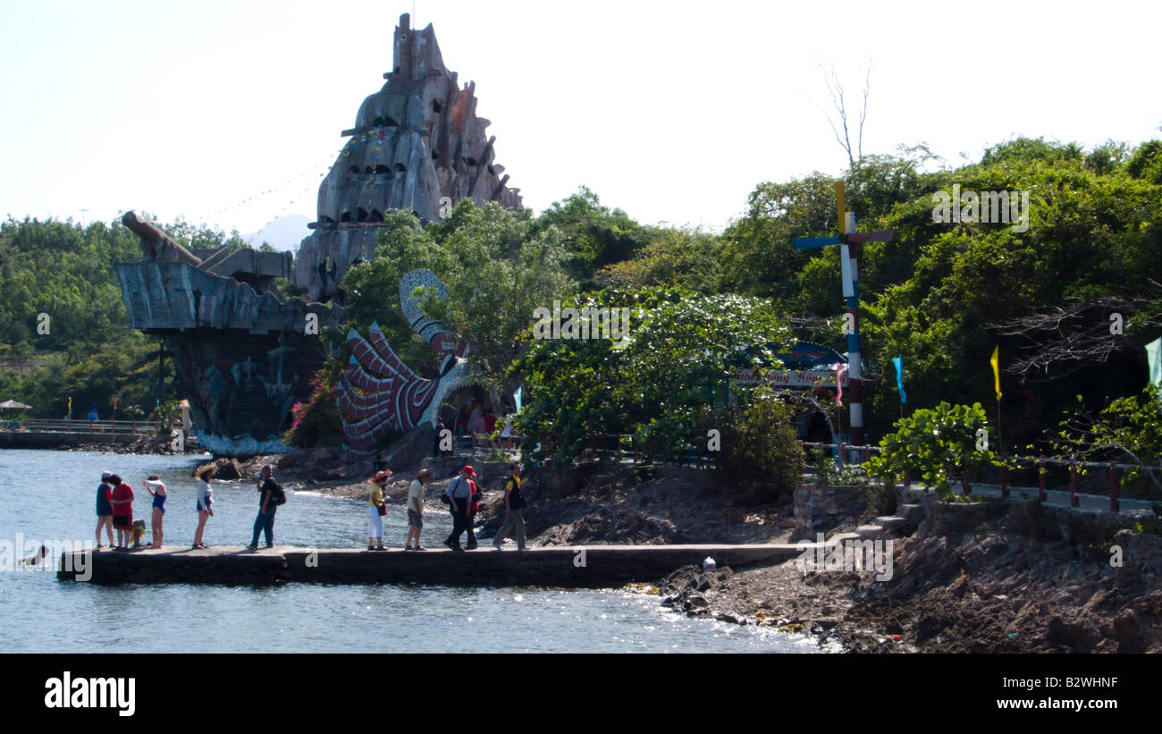 Entrance to Mieu Island Aquarium a party cruise stop off Nha Trang Vietnam Stock Photo