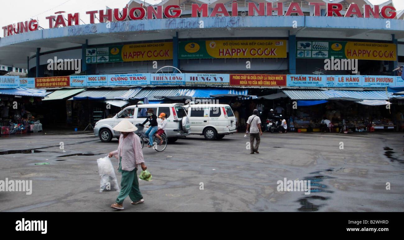 Cho Dam Market circular building Nha Trang beach resort Vietnam Stock Photo