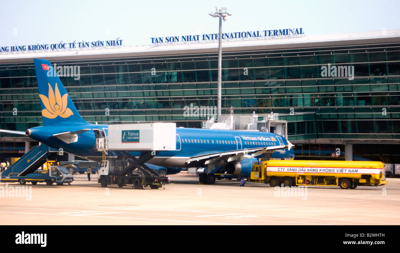 Vietnam Airlines Airbus at terminal Tan Son Nhat Airport Ho Chi Minh City Vietnam Stock Photo