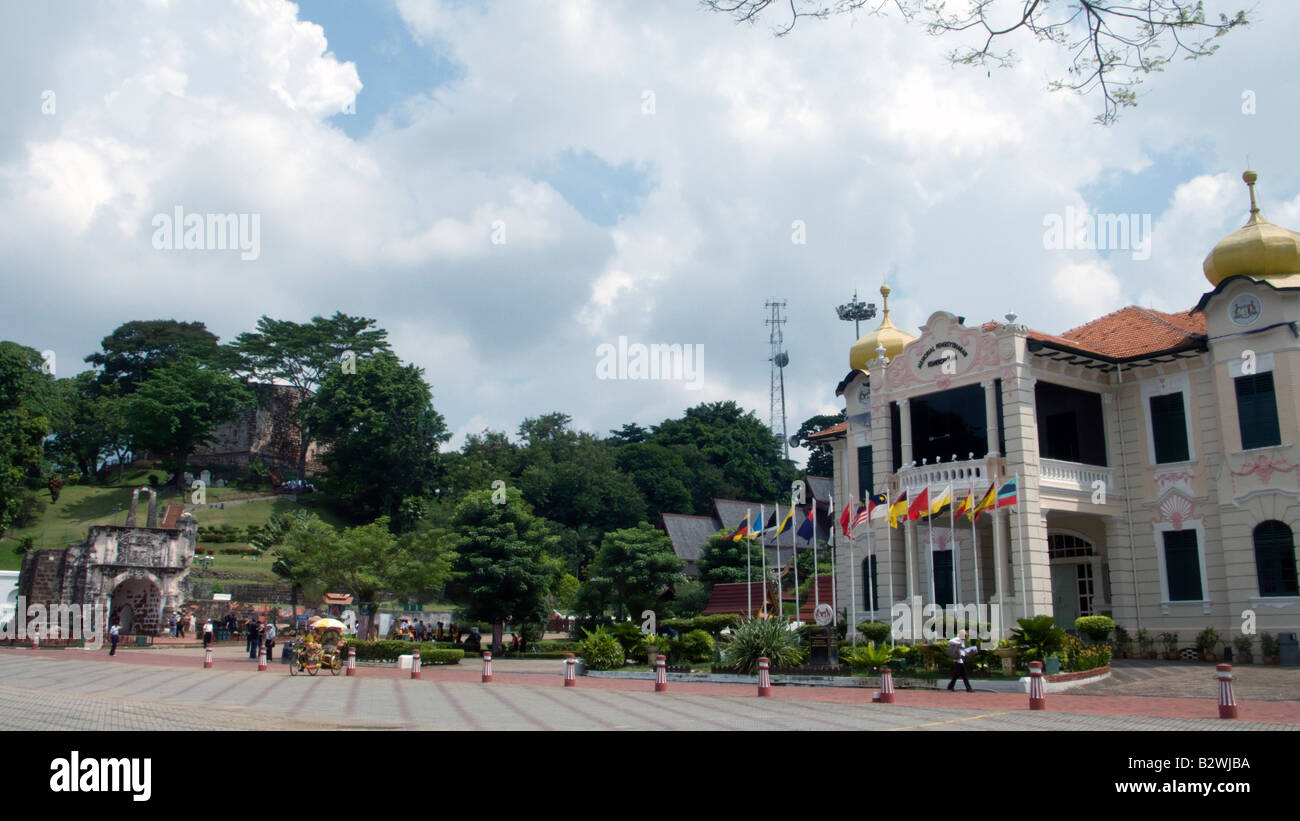 A Famosa hill top fort and Proclamation of Independence Memorial building Malacca Malaysia Stock Photo
