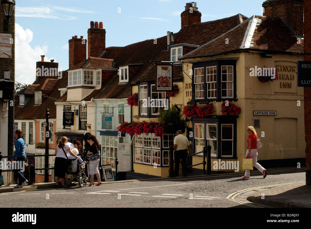 Lymington a georgian market town business premises Hampshire England pub and colorful properties close to the famous New Forest Stock Photo