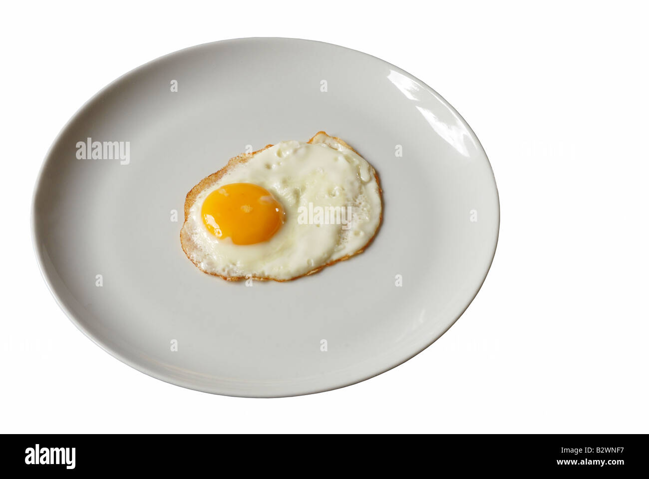 Fried egg on a white plate Stock Photo - Alamy