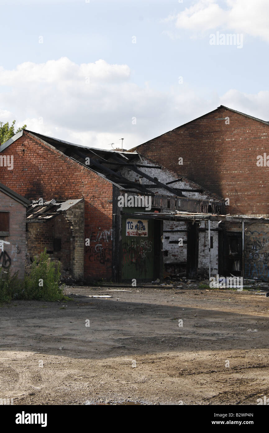 burnt out building in worksop Stock Photo