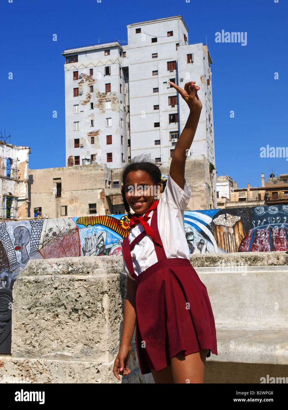 Havanna Vieja, old city, school girl, viva la cuba Stock Photo