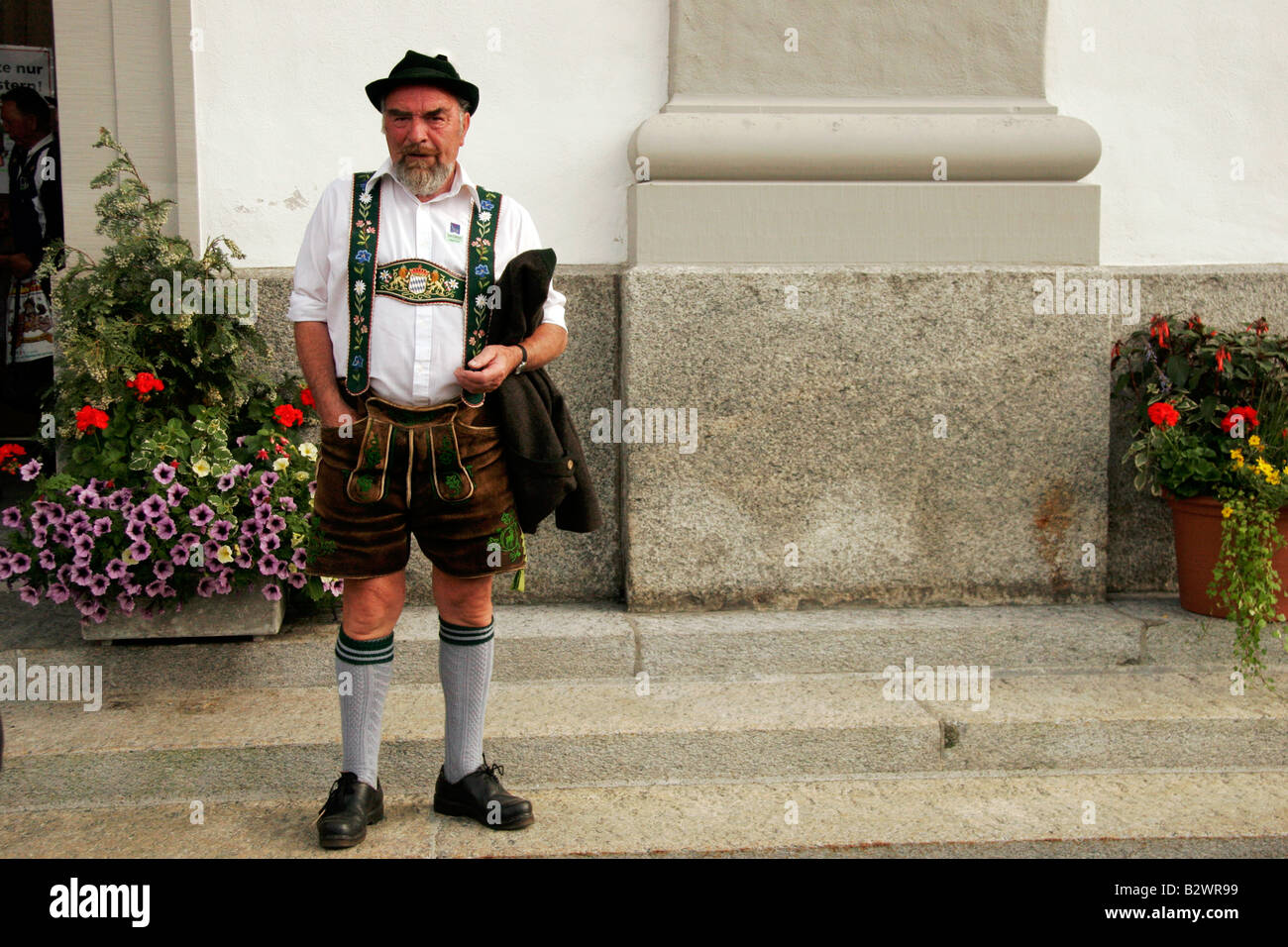 Swiss man in traditional costume during Jodlerfest in Malters, near Lucerne, Central Switzerland Stock Photo