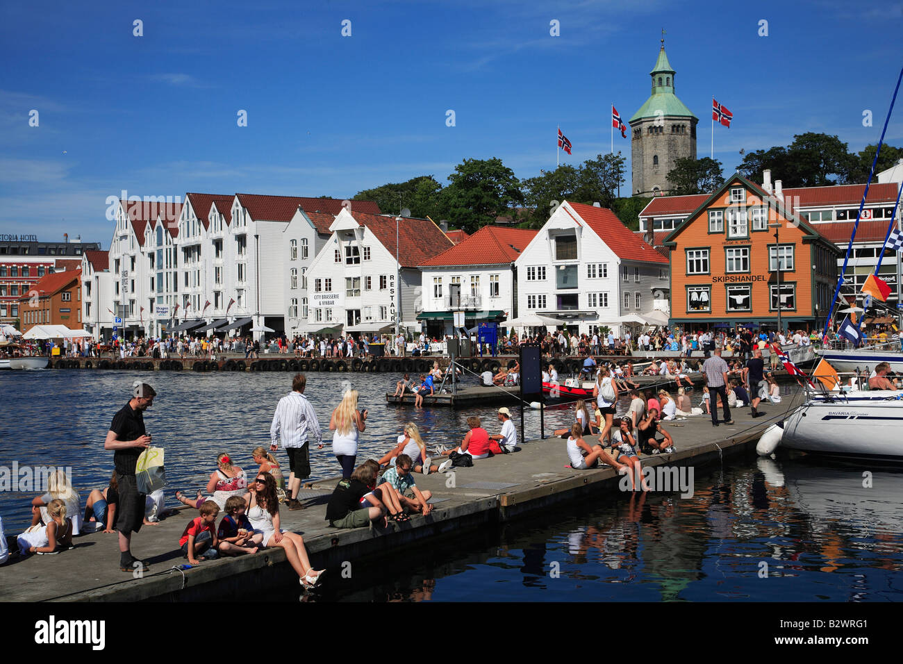 Norway Stavanger harbour crowd of people leisure Stock Photo - Alamy