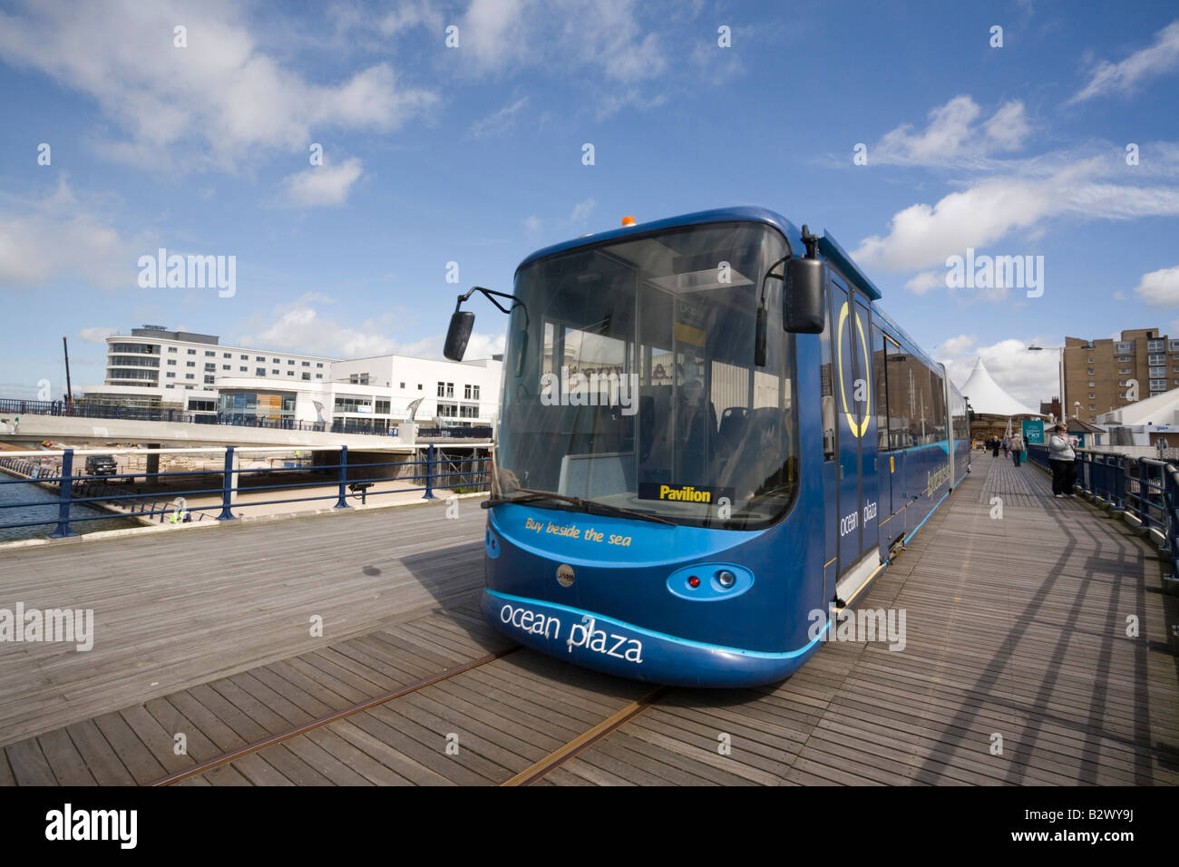 Southport Merseyside England UK Pier tram Ocean Plaza Stock Photo