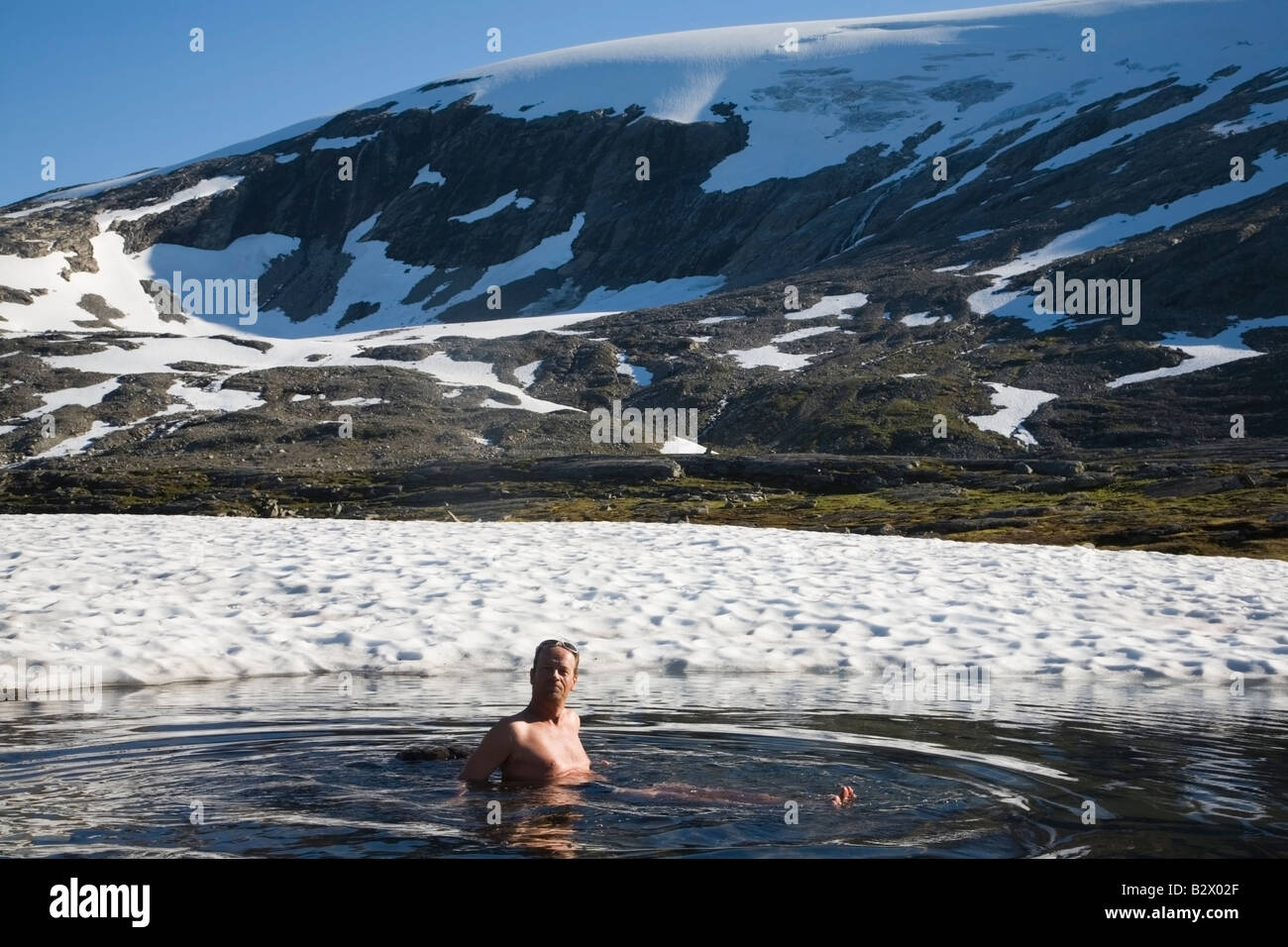 Norway Geiranger fjord fiord glacier snow water swimming summer 2008 Stock  Photo - Alamy
