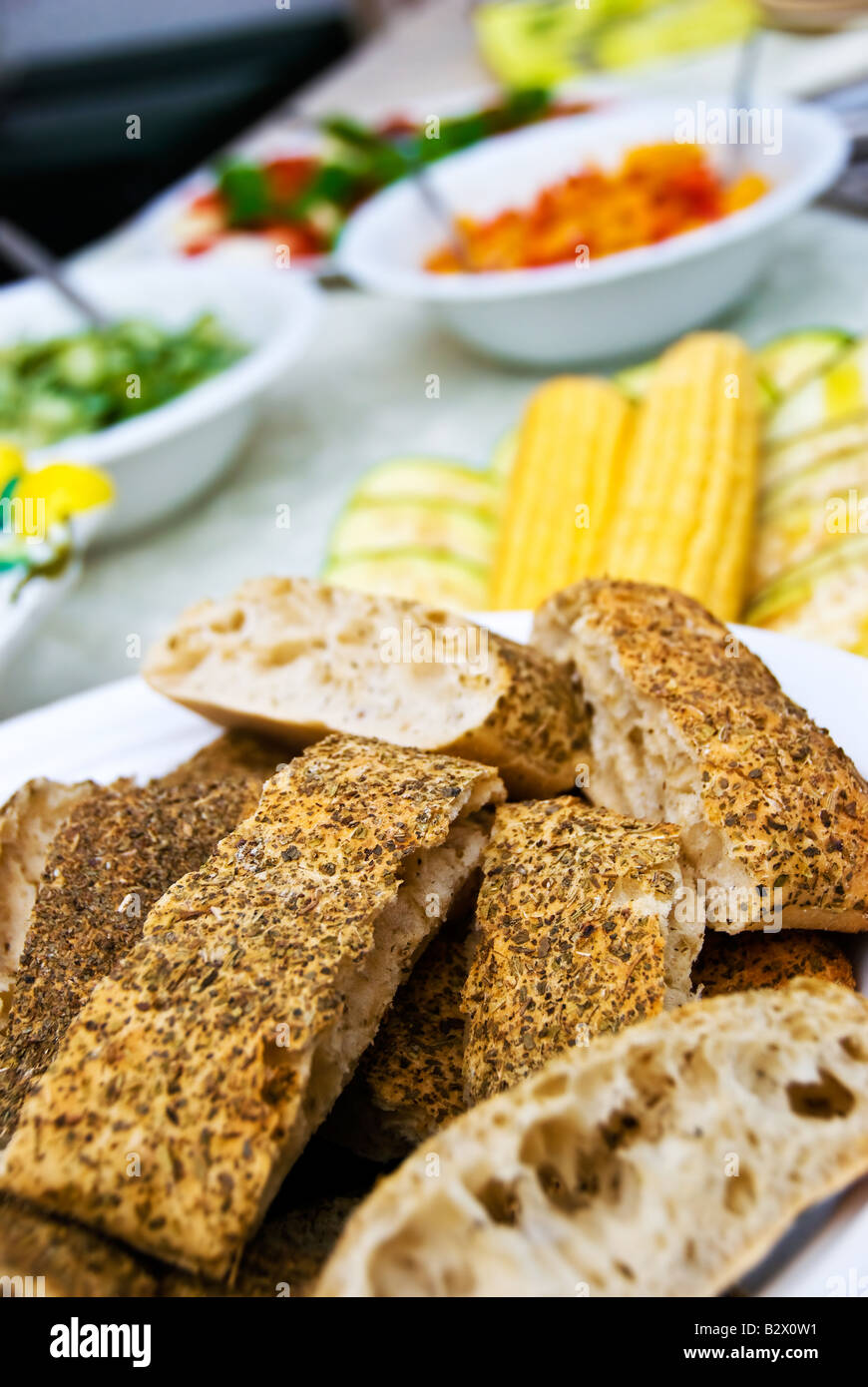 Freshly cut bread Stock Photo