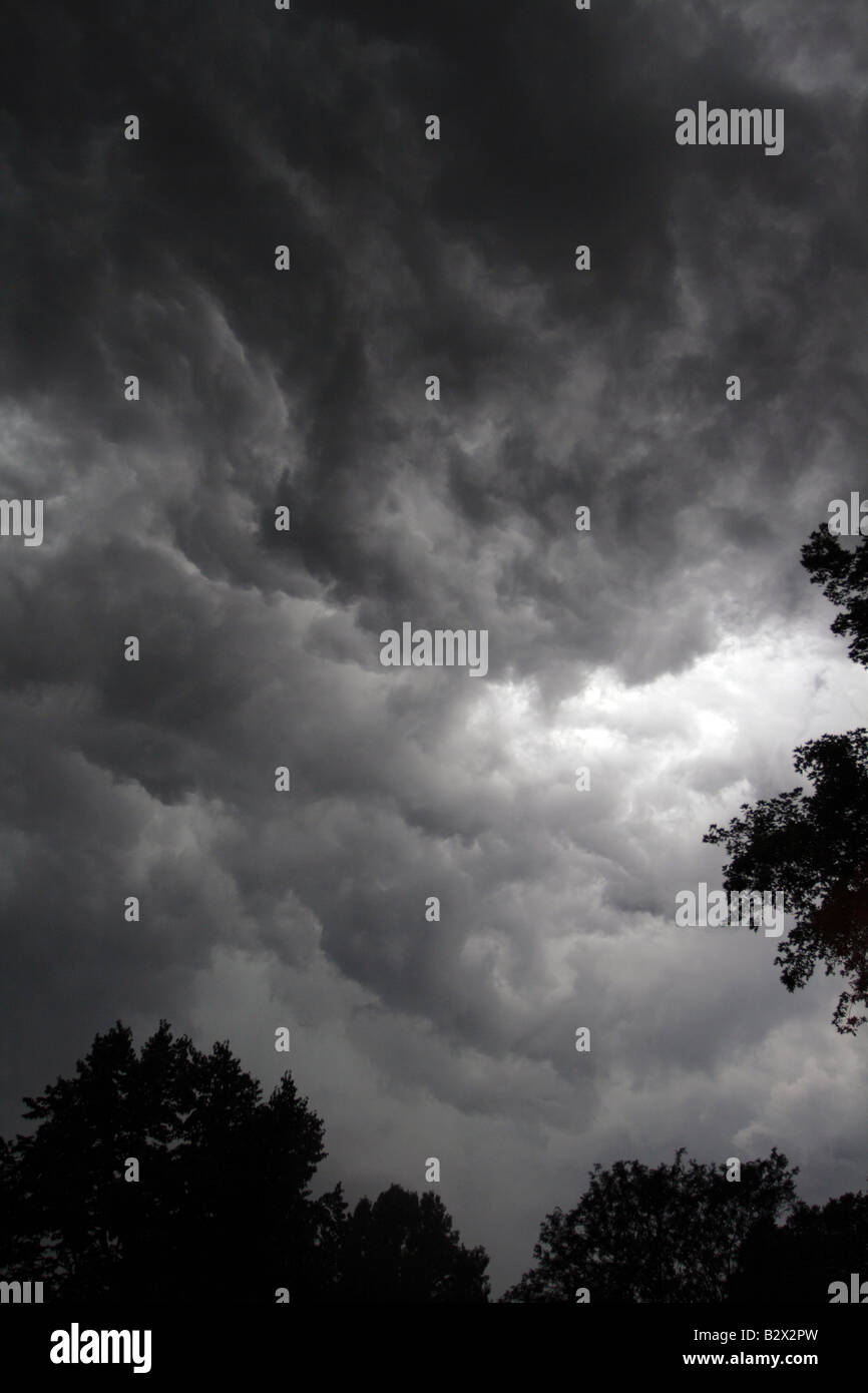 Ominous black clouds in a squall line Stock Photo