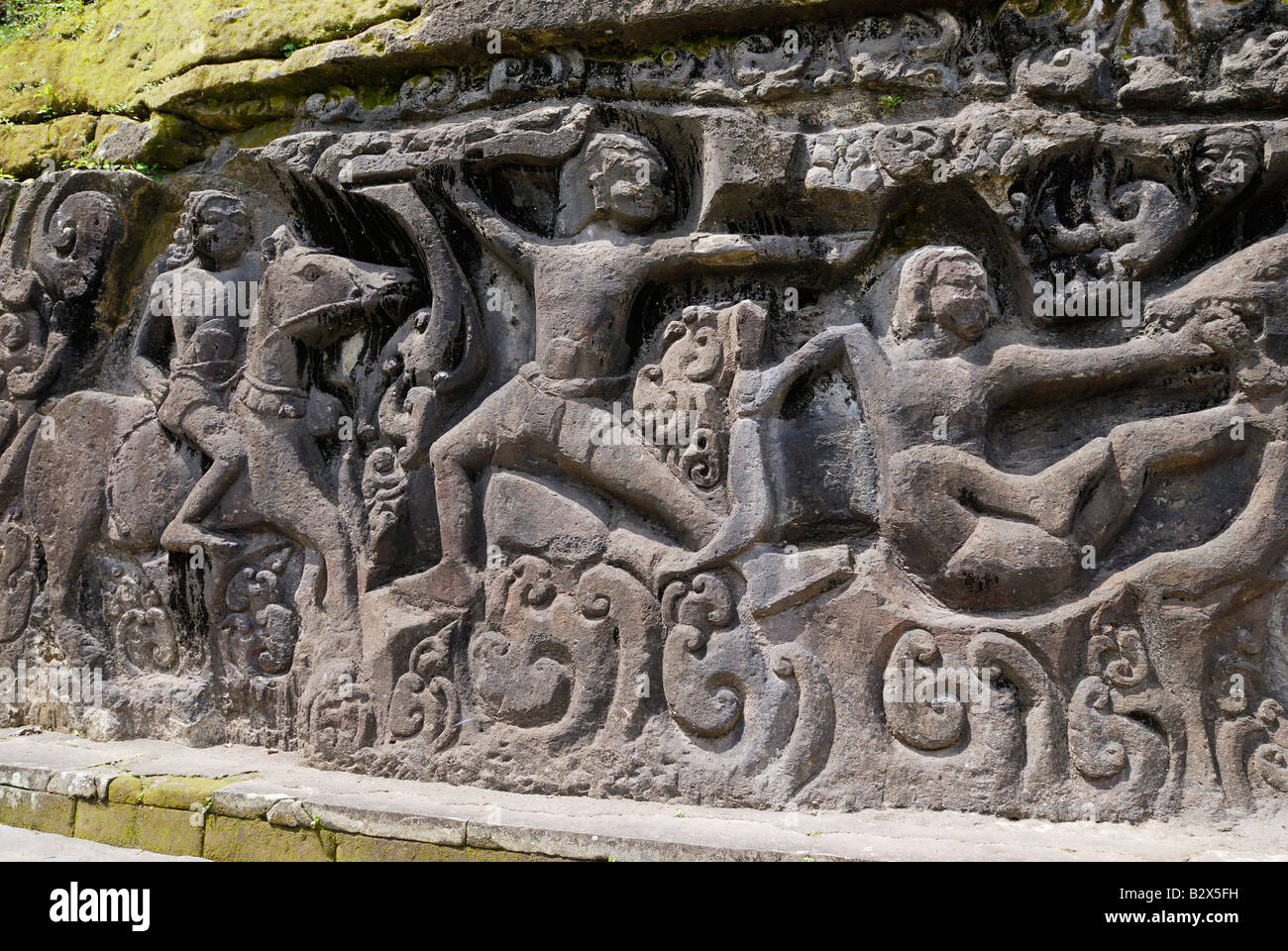 stone carving of Yeh Pulu BALI, INDONESIA, SOUTHEAST ASIA Stock Photo