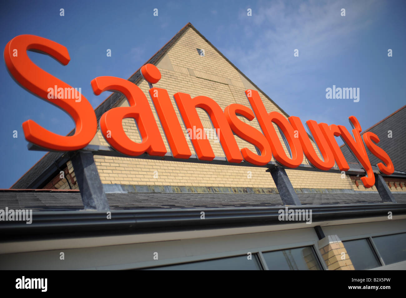 The Sainsbury's sign at the supermarket store in Barnstaple North Devon