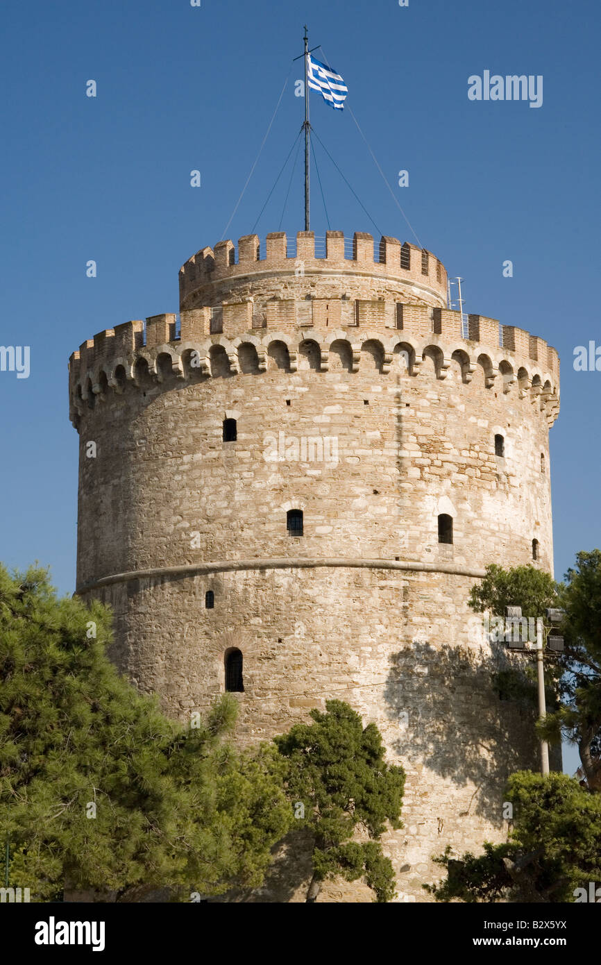 Greece Macedonia Thessaloniki White tower Stock Photo