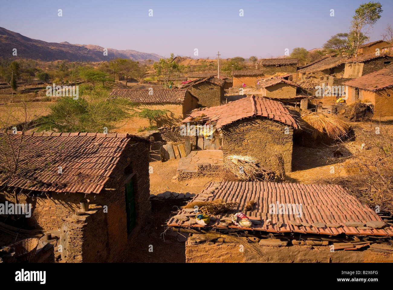 Rajasthani Village near Udaipur, Rajasthan, India, Subcontinent, Asia Stock Photo