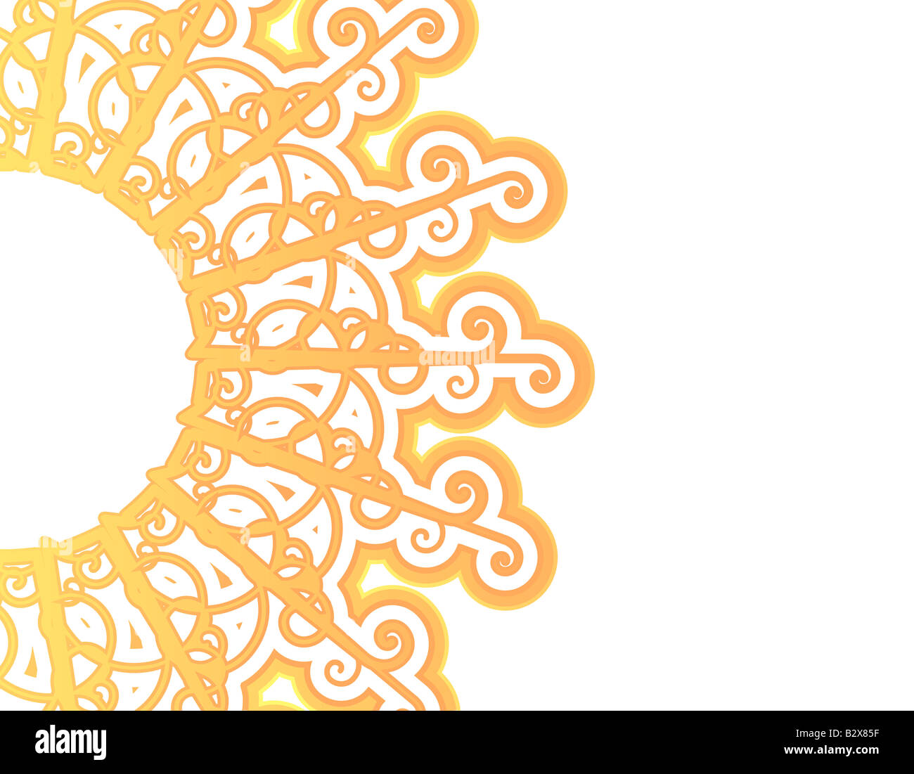 Vector illustration of a sunny abstract swirls background in orange colors Stock Photo